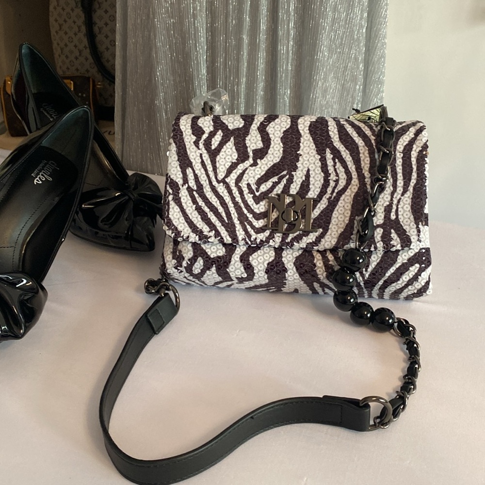 Badgley Mischka • Sequin Zebra Pattern Crossbody Purse NWT